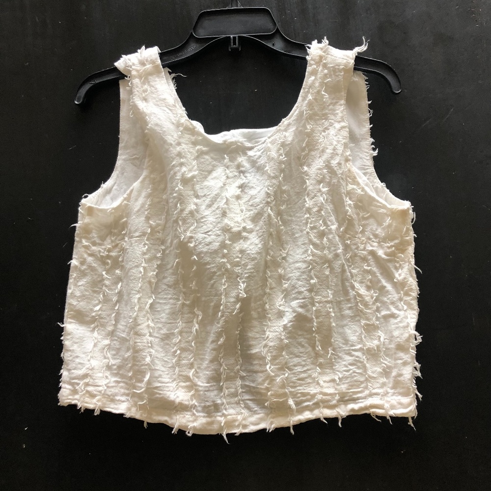 White frayed tank top